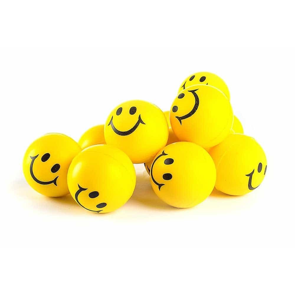 Mingi antistress de plastic Smiley galben 3 buc 7,6cm