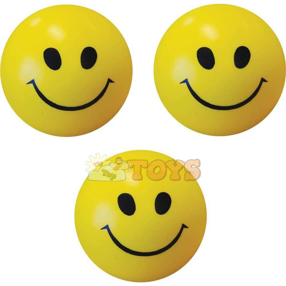 Mingi antistress de plastic Smiley galben 3 buc 6,3cm