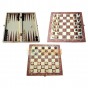Tablă șah lemn 3 în 1 mijlociu 29 x 29 cm Set piese șah în cutie cu tablă
