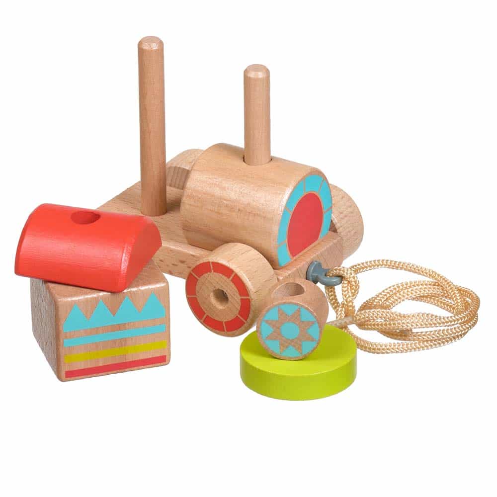 Jucărie de tras din lemn Locomotivă Lucy&Leo LL157 jucărie de stivuire