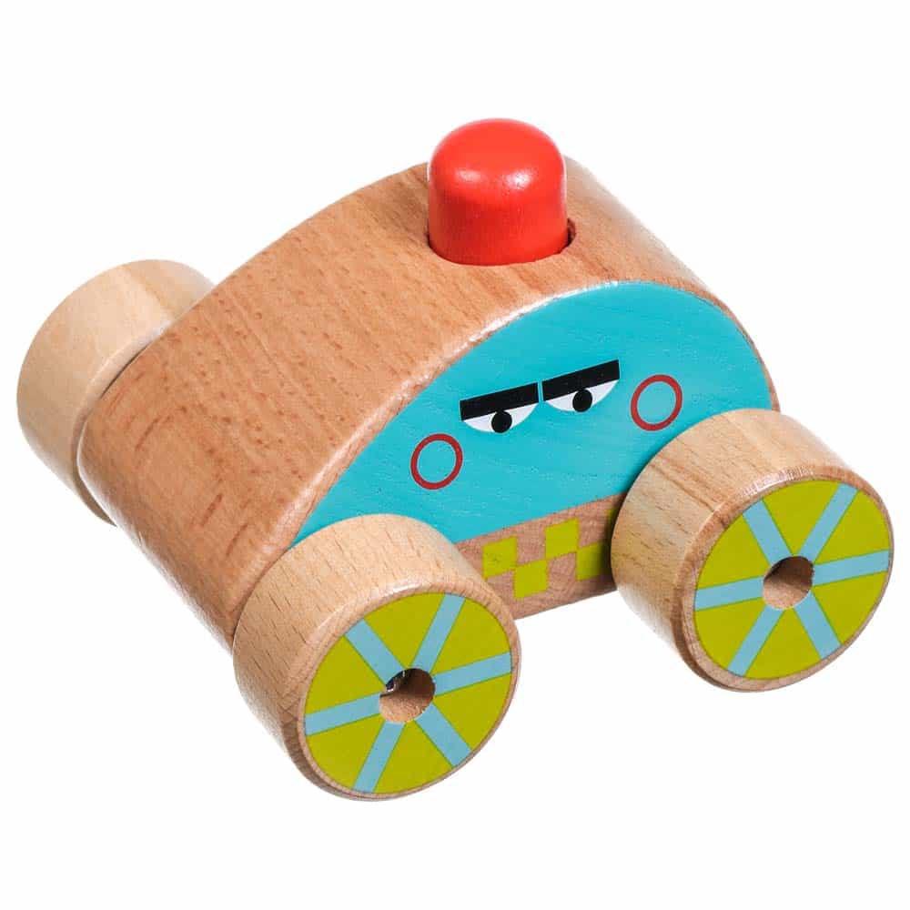Jucărie de împins din lemn Mini mașină cu sunet Lucy&Leo LL156