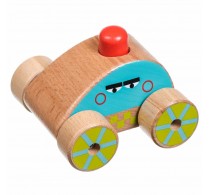 Jucărie de împins din lemn Mini mașină cu sunet Lucy&Leo LL156