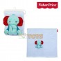 Fisher-Price Pătură bebeluși din flanel cu Elefant 3D 80x80 cm albastră