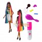 Barbie păpușă cu păr curcubeu strălucitor și set sclipici FXN97 brunetă