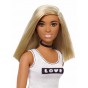 Barbie Păpușă Fashionistas Tricou Love și fustă buline FXL51 Mattel