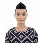 Păpușă Barbie Ken Fashionistas cu păr negru în tricou romburi FXL62