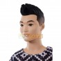 Păpușă Barbie Ken Fashionistas cu păr negru în tricou romburi FXL62