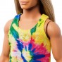 Păpușă Barbie Ken Fashionistas cu păr lung și blond tricou color GHW66