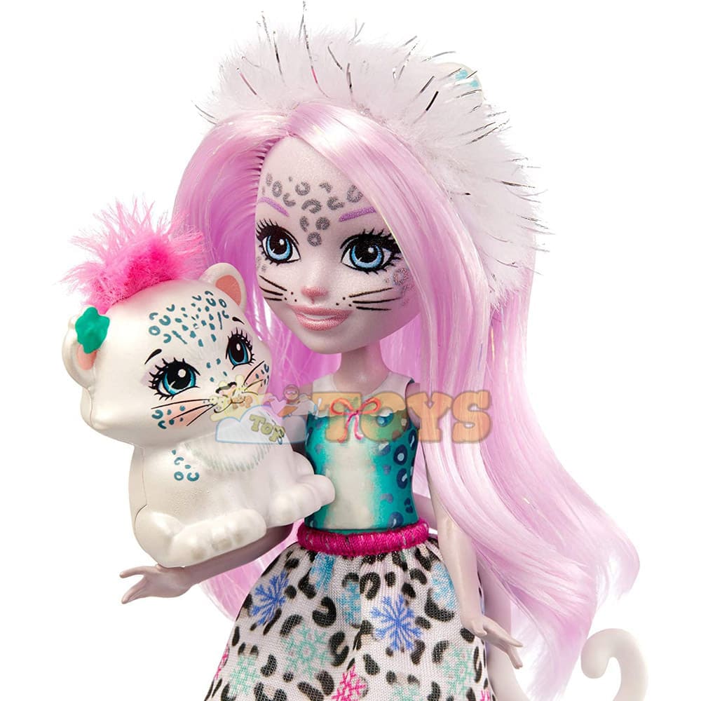 Enchantimals Păpușă Sybill Snow Leopard cu figurină Flake GJX42