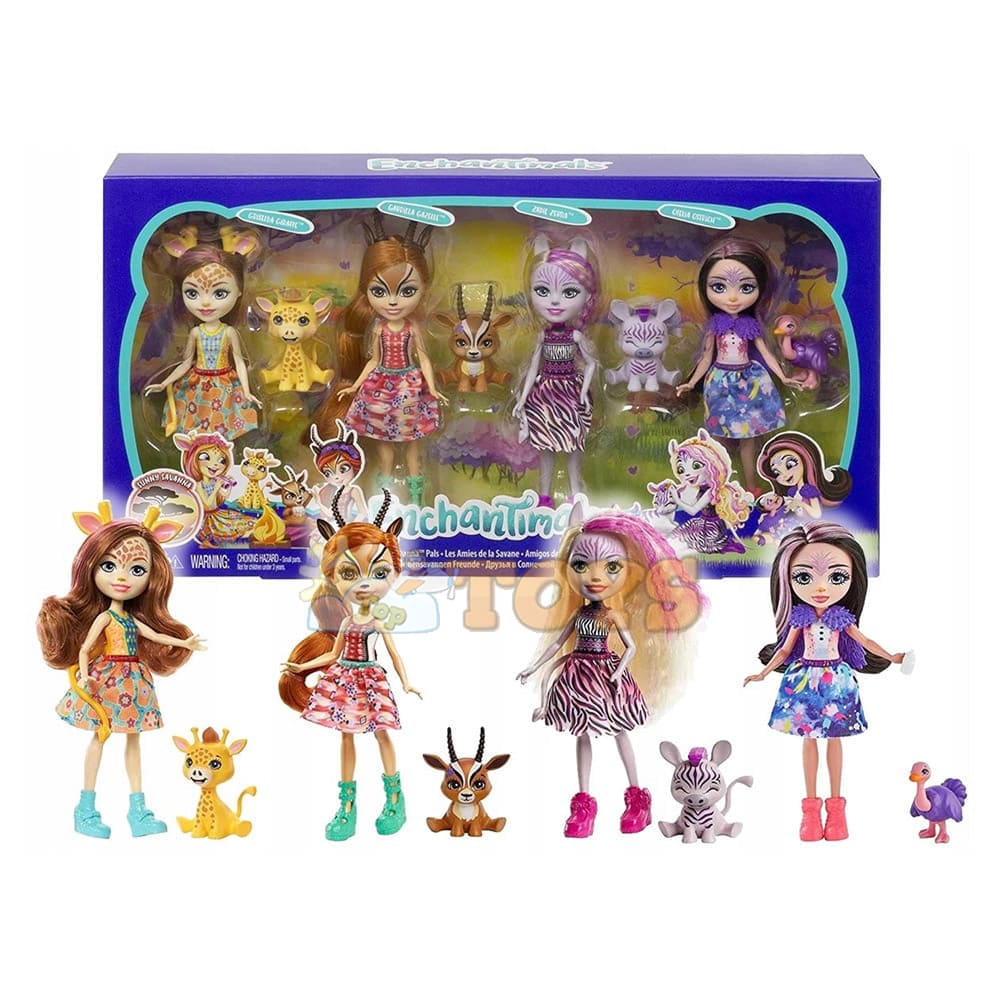 Enchantimals Set 4 păpuși cu figurină Sunny Savanna GYN57