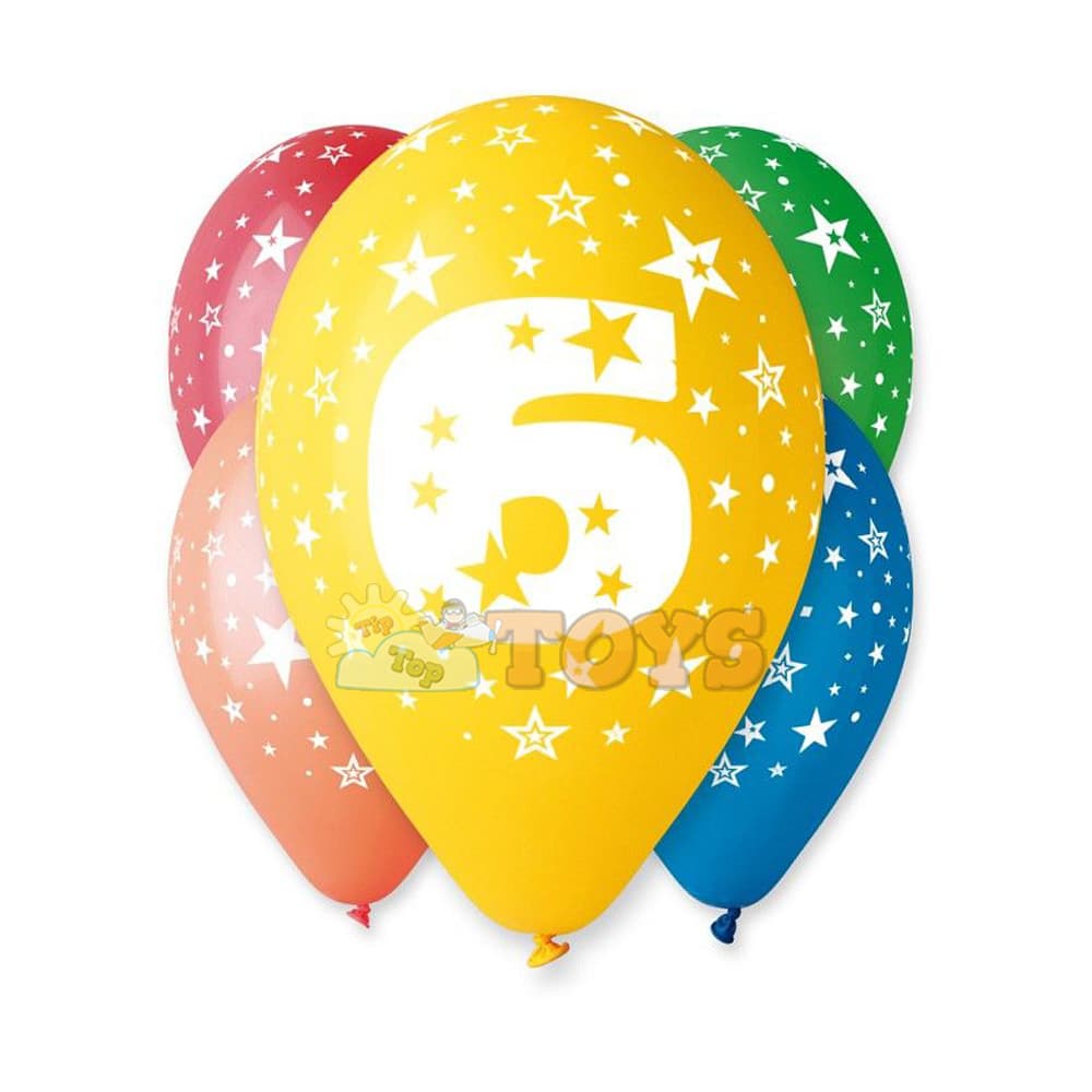 Set baloane inscripționate cu numărul 6 pentru aniversări 5buc 30cm