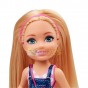 Păpușă Barbie Chelsea Păpușă fetiță blondă în rochie denim GHV65