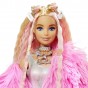 Păpușă Barbie Extra Style Fluffy Pinky haine roz și figurină GRN28 