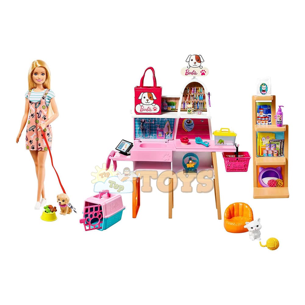 Set de joacă Barbie Magazin accesorii animăluțe cu păpușă GRG90