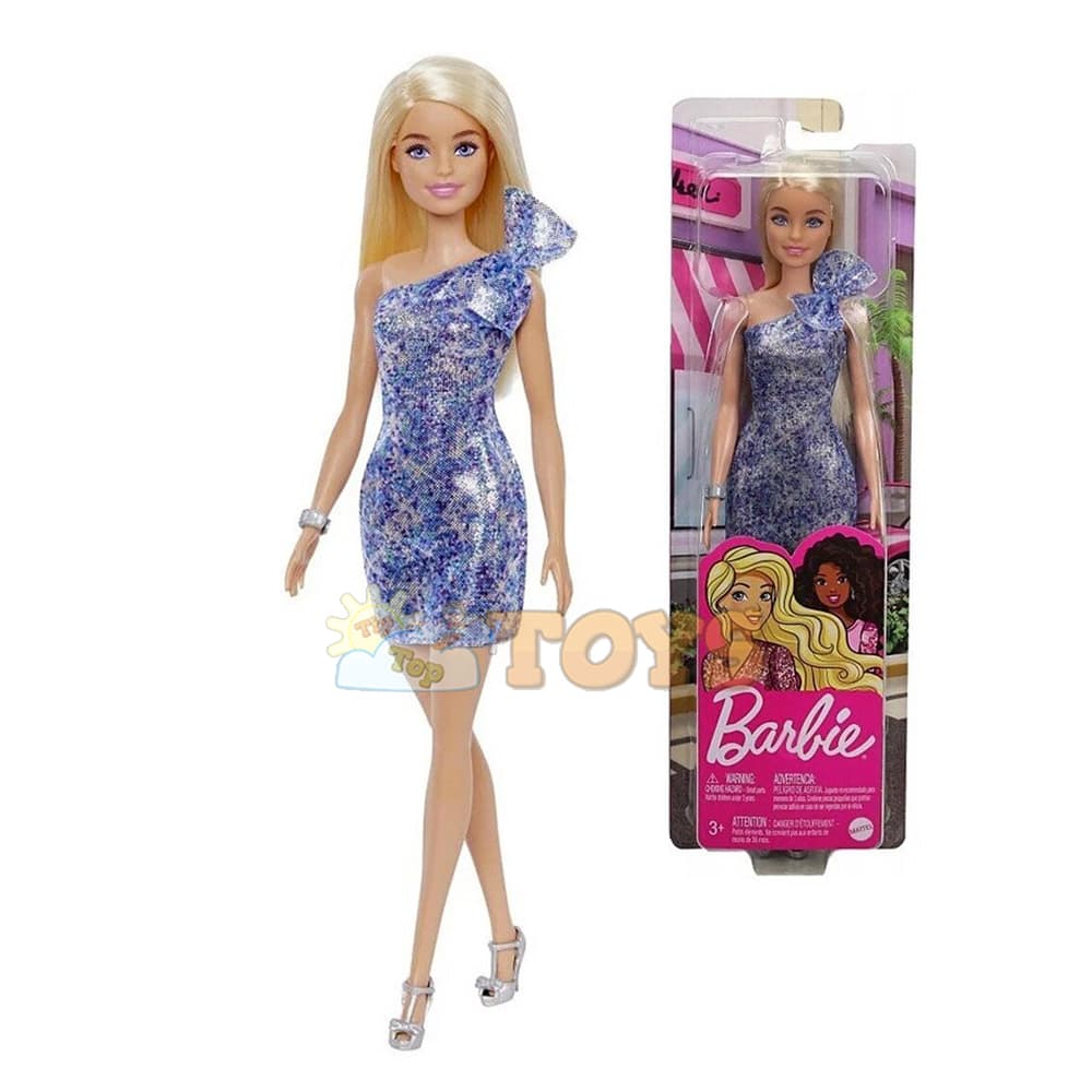 Păpușă Barbie Glitz cu ținută albastră GRB32 Păpușă blondă Mattel