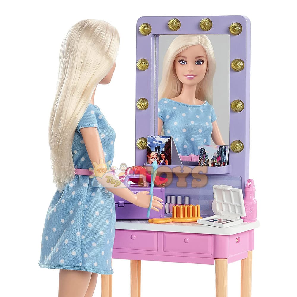 Păpușă Barbie Big City Big Dreams păpușă cu masă de machiaj GYG39