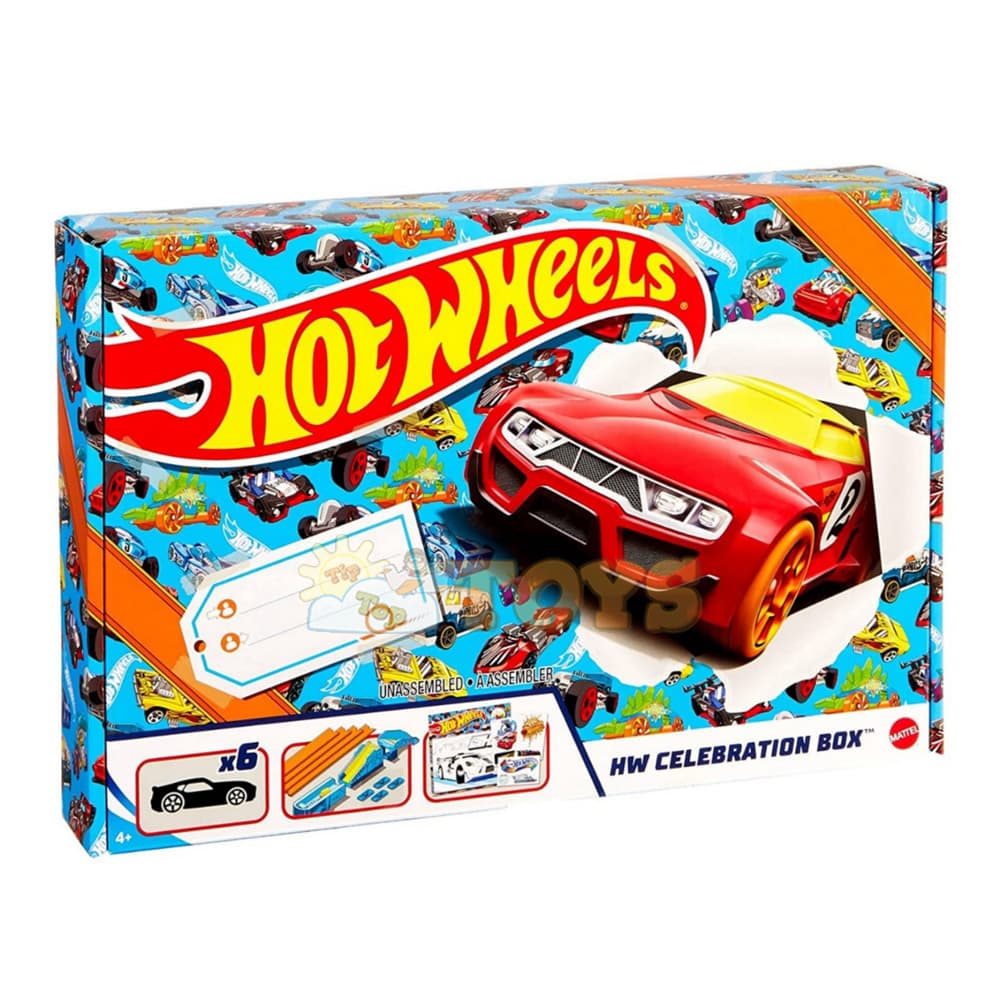 Set de joacă Hot Wheels Celebration Box Cutie surpriză 6 mașini GWN96