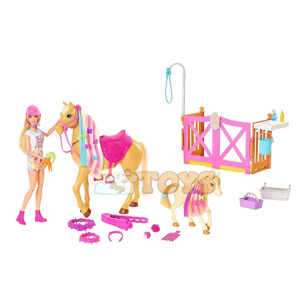 Set de joacă Barbie Scoala de echitație GXV77 Păpușă Barbie cu cai