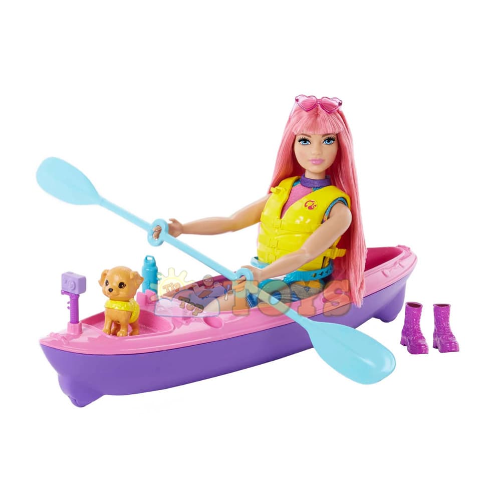 Set de joacă Barbie Camping păpușă Daisy cu barcă HDF75 - Mattel