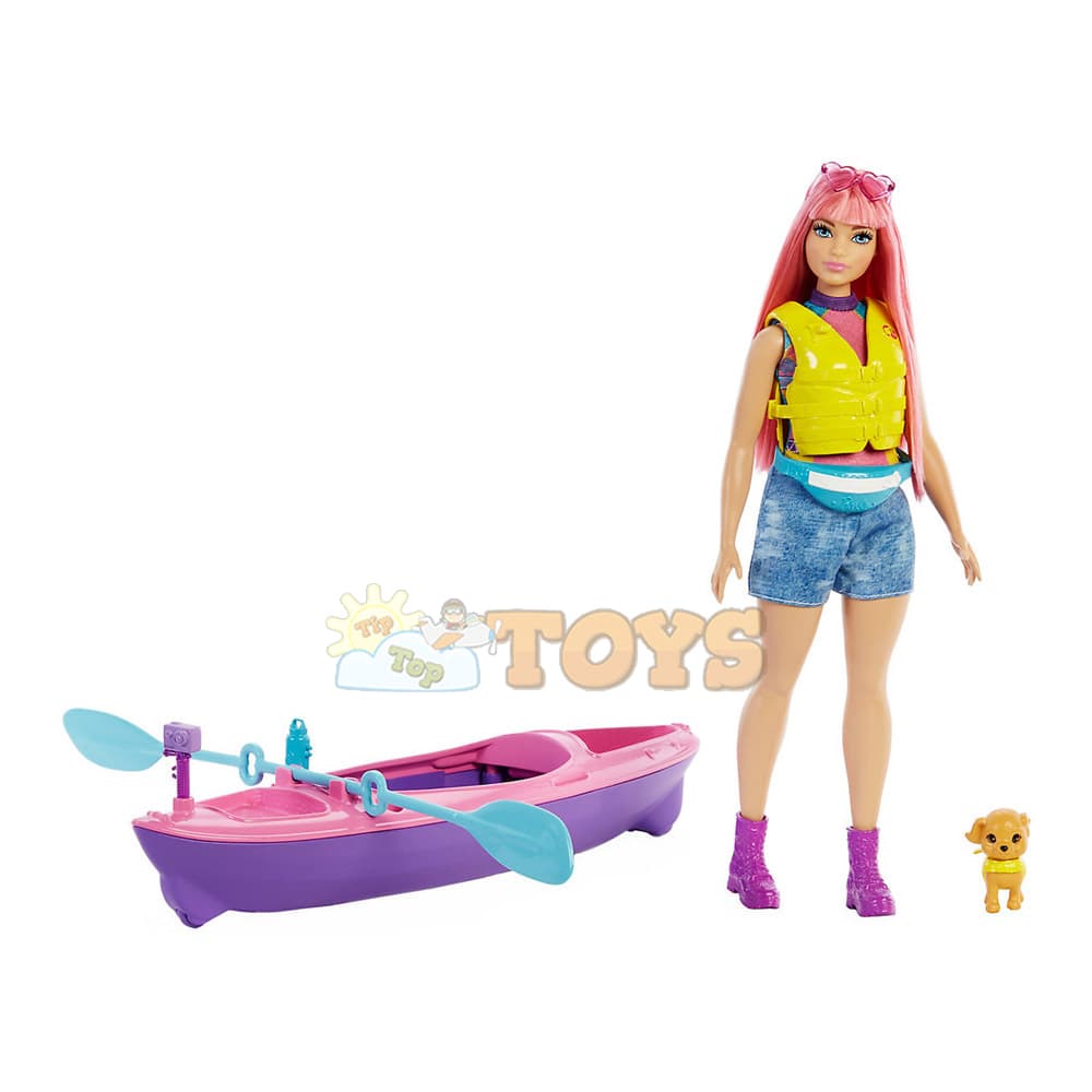 Set de joacă Barbie Camping păpușă Daisy cu barcă HDF75 - Mattel