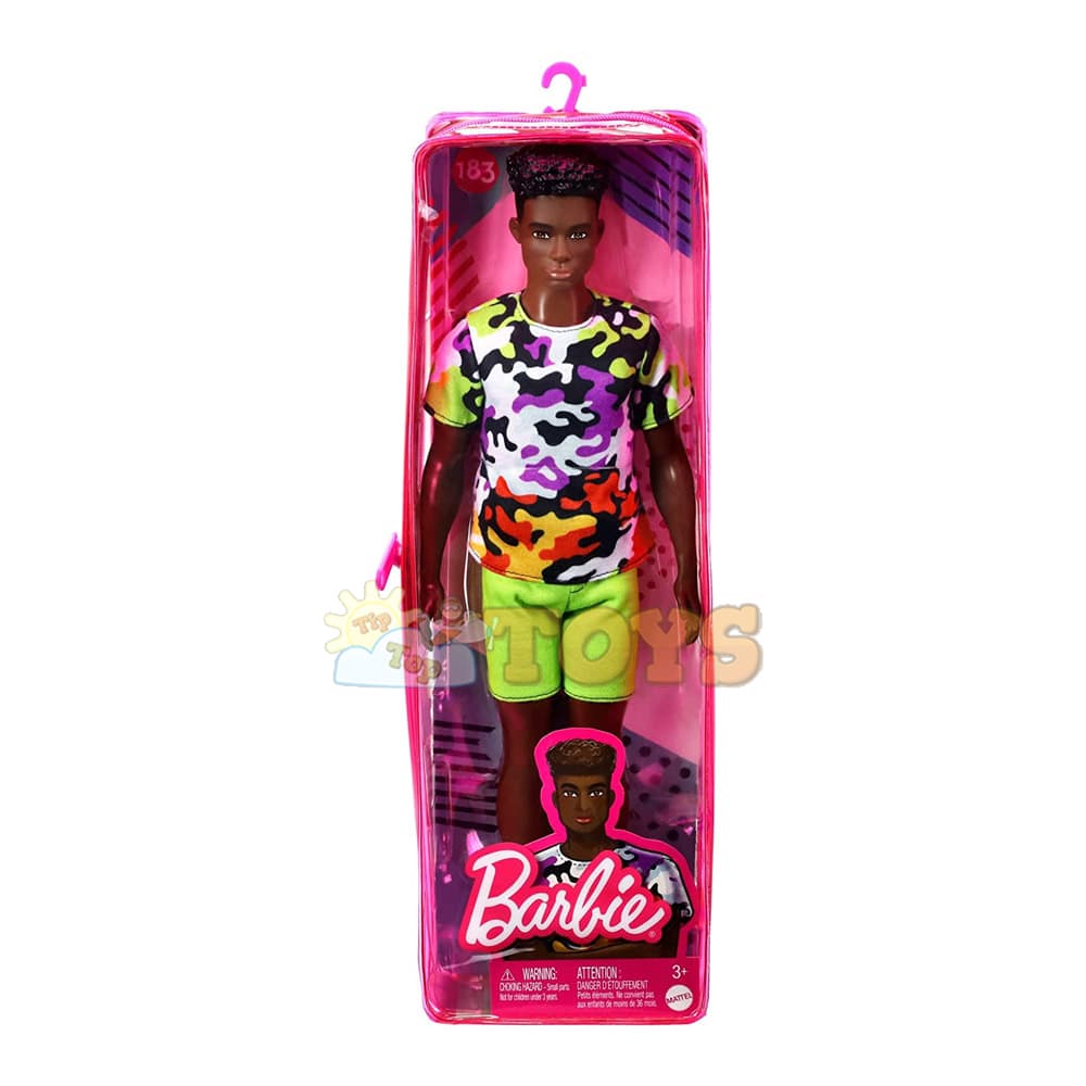 Păpușă Barbie Ken Fashionistas #183 haine camuflaj verde neon