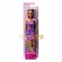 Păpușă Barbie Păpușă de bază cu păr brunet și rochie mov HGM57
