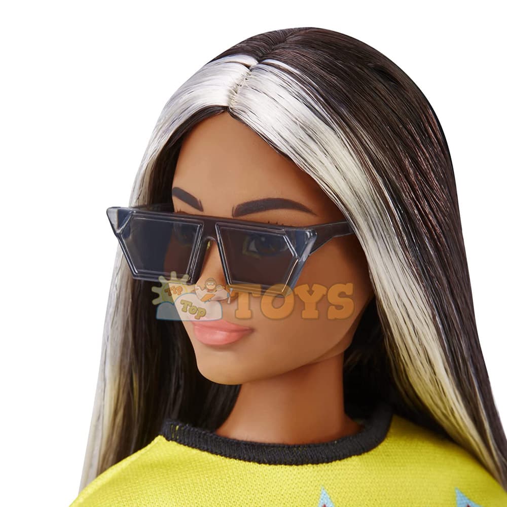 Păpușă Barbie Fashionistas #179 păr în șuvițe și fustă carouri HBV13
