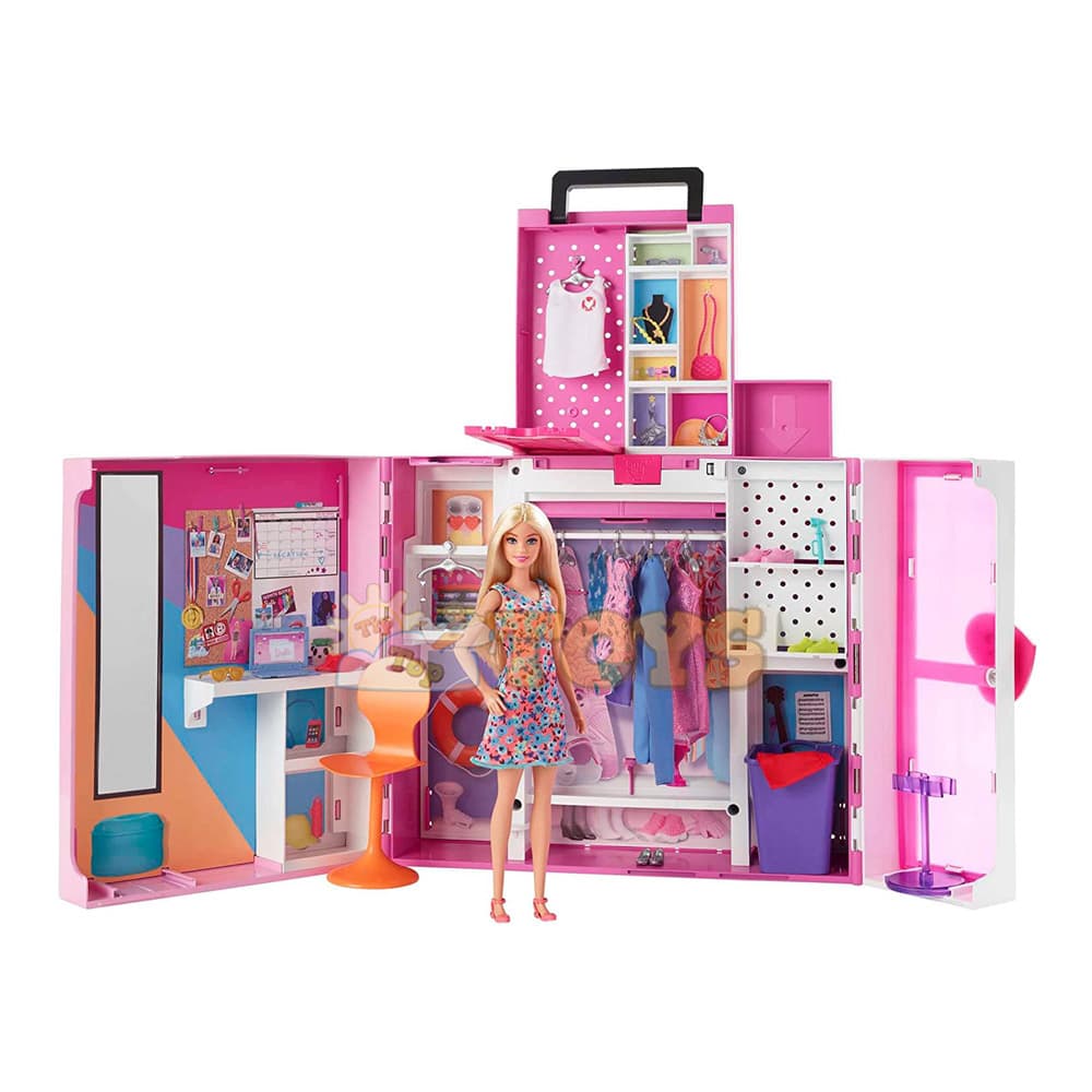 Set de joacă Barbie Garderobă de vis cu păpușă și accesorii HGX57