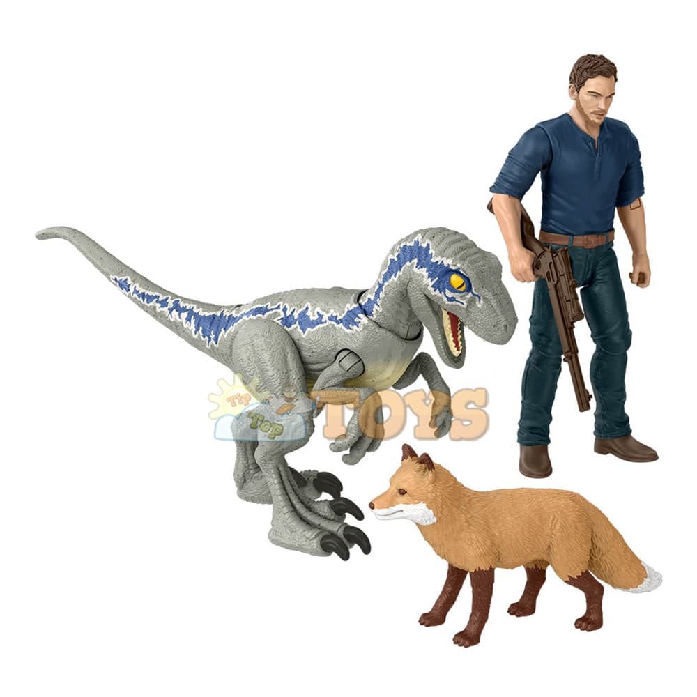 Figurine Jurassic World Owen și Velociraptor Beta GWM26 - Mattel