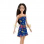 Păpușă Barbie Chic păr negru rochie albastră model fluturași HBV06