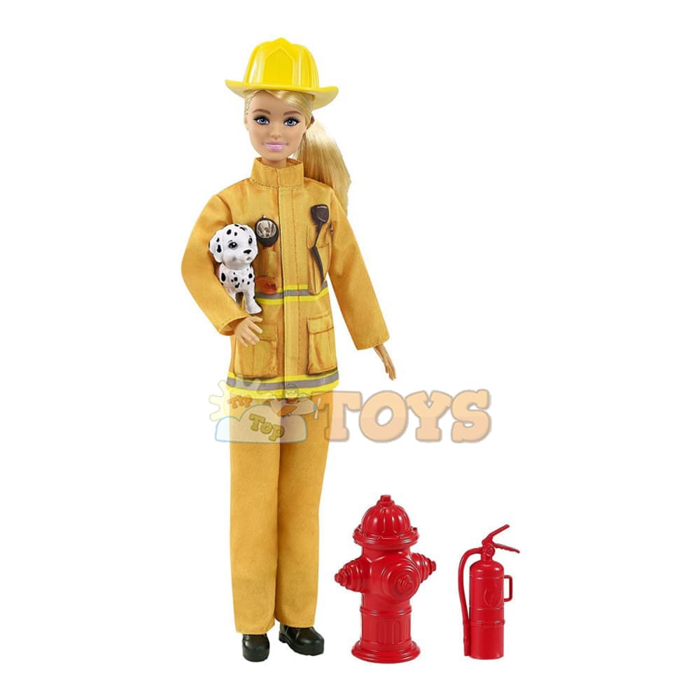 Păpușă Barbie Carieră cu accesorii păpușă pompier GTN83 blondă