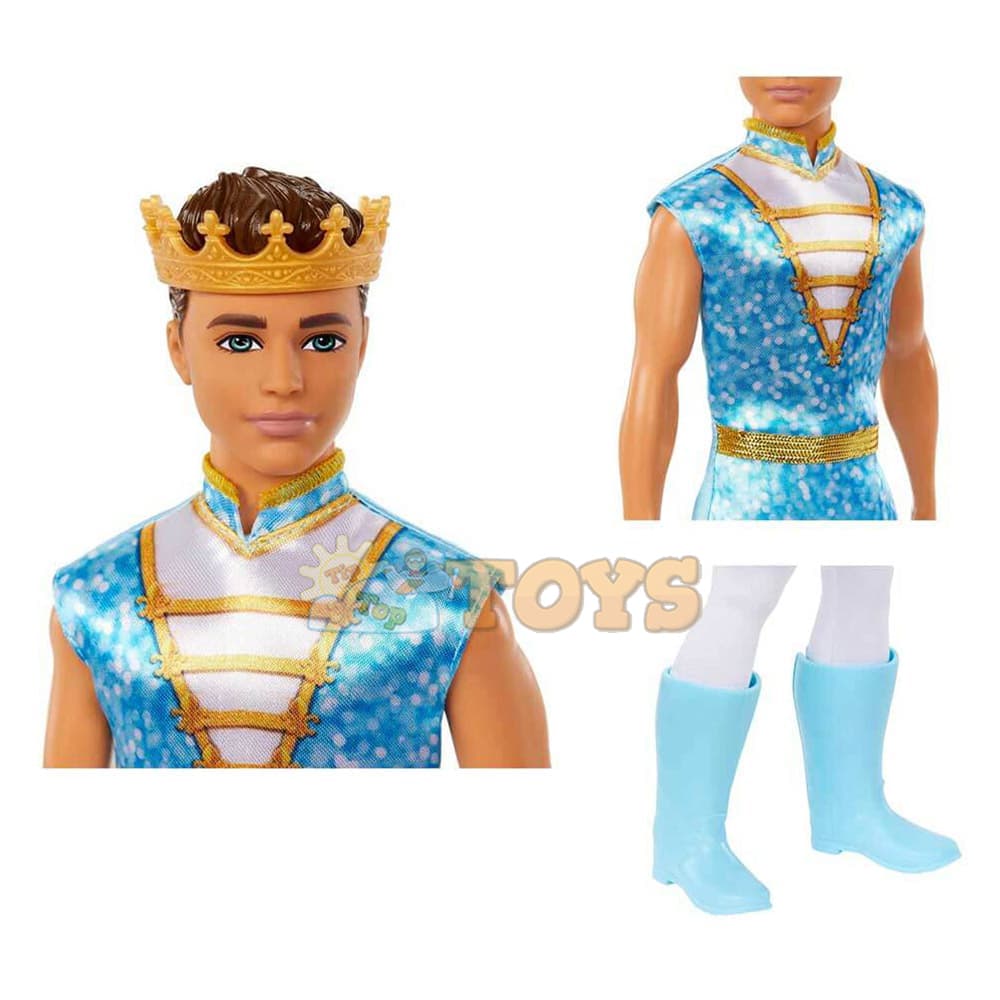 Păpușă Barbie Dreamtopia Ken regal cu coroană de aur HLC22
