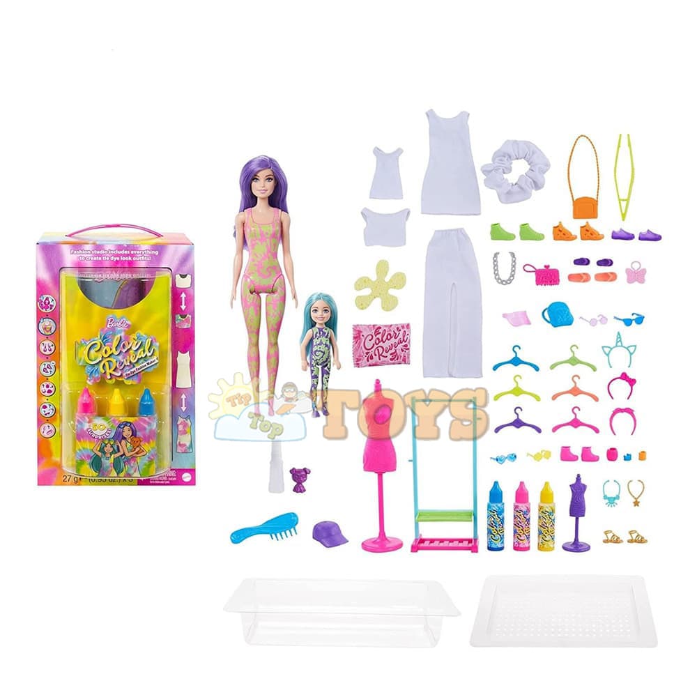 Set cadou Barbie Color Reveal Tie-Dye Fashion Maker HCD29