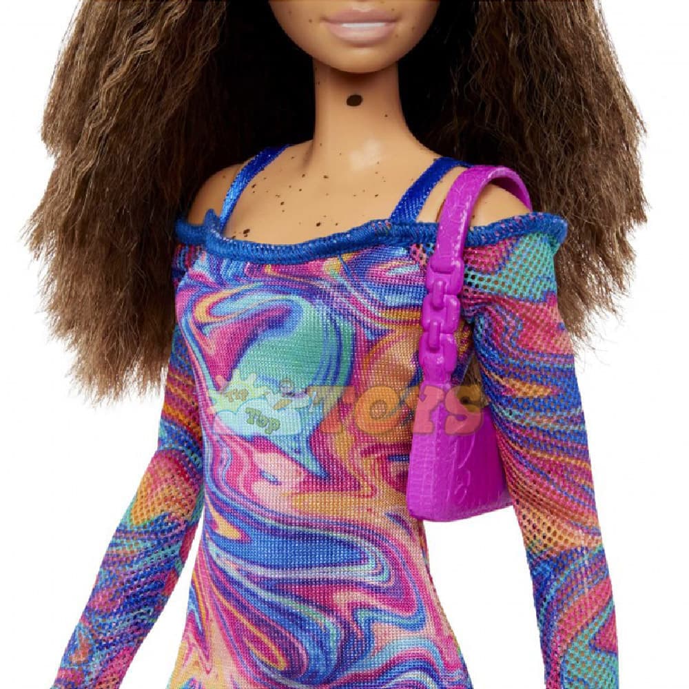 Păpușă Barbie Fashionistas cu păr brunet și creț HJT03 #206
