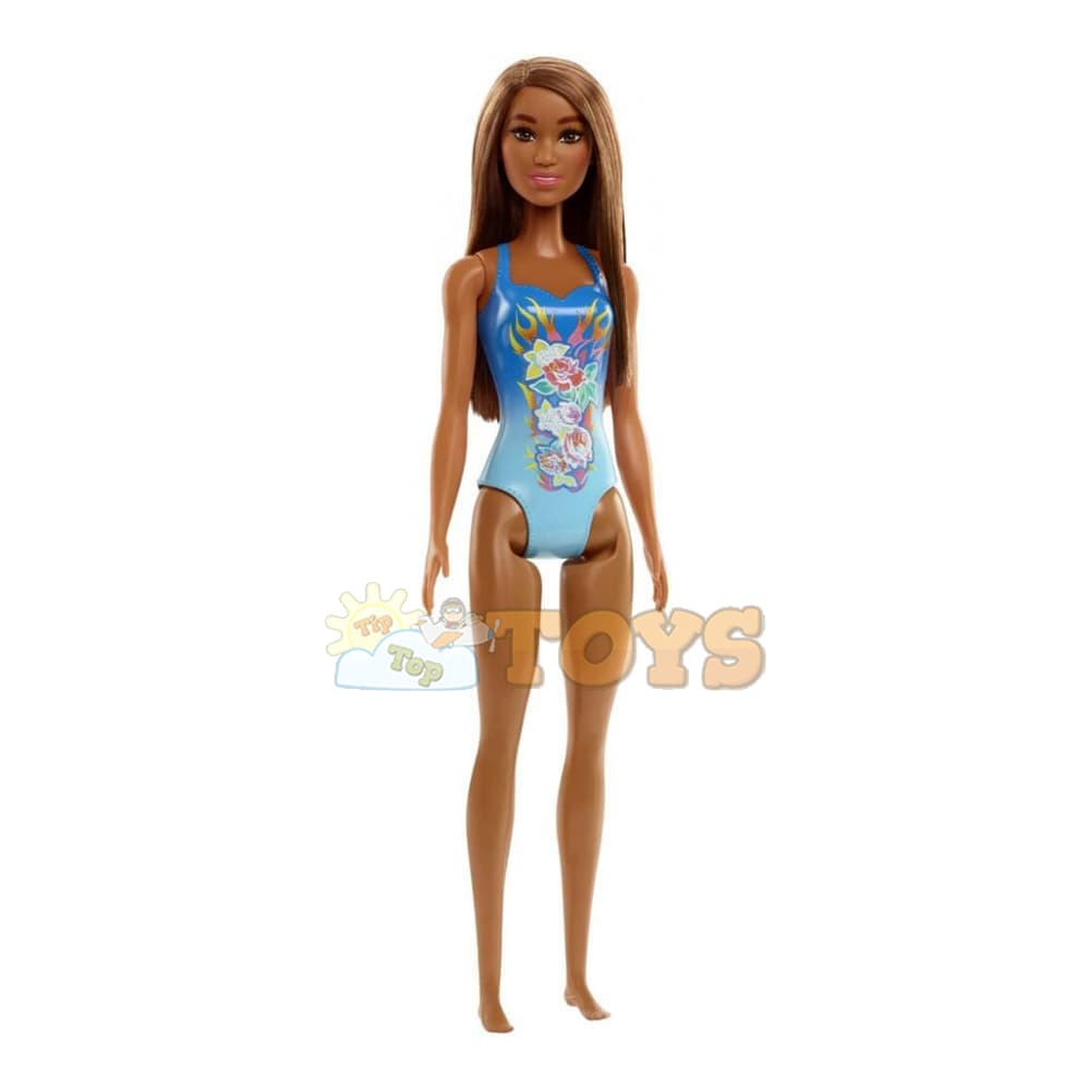 Păpușă Barbie La plajă în costum de baie albastră HDC51 - Mattel