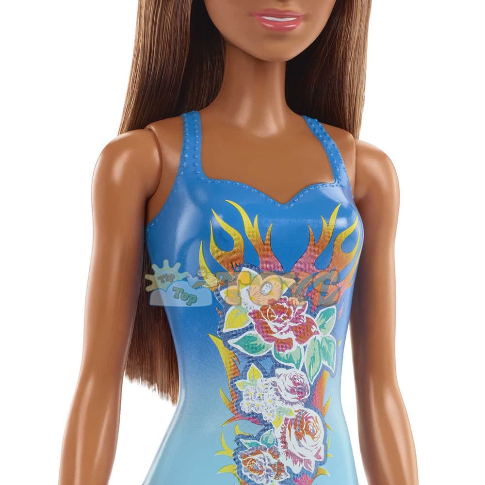 Păpușă Barbie La plajă în costum de baie albastră HDC51 - Mattel