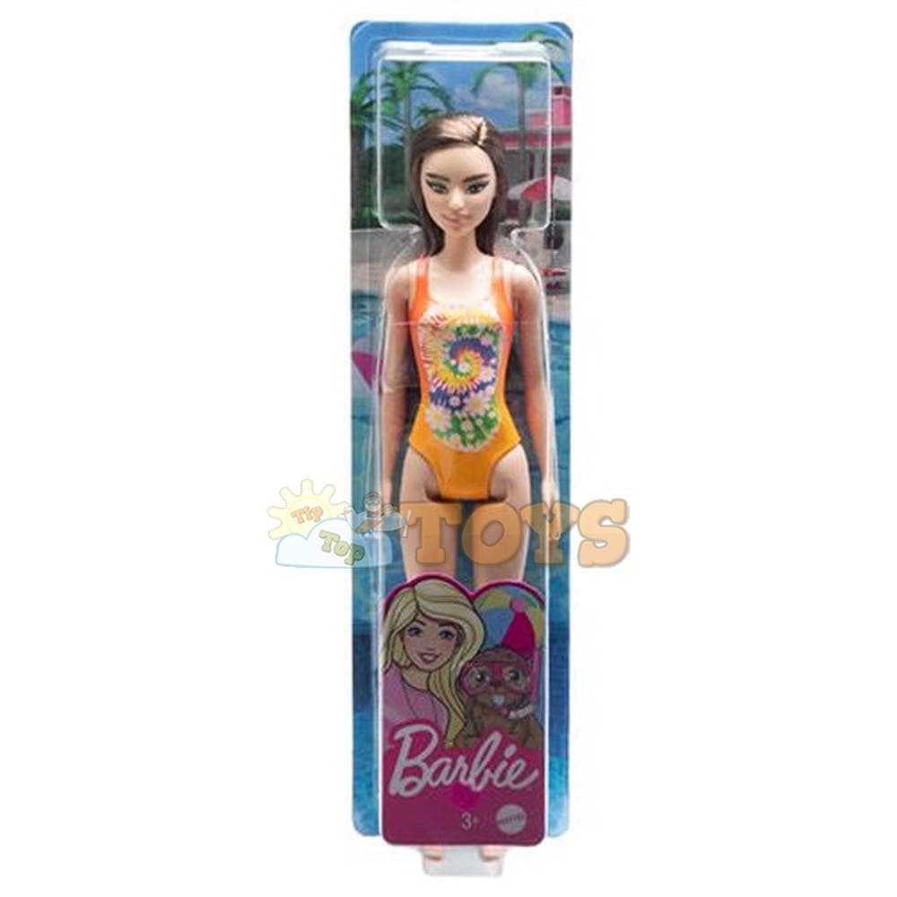 Păpușă Barbie La plajă în costum de baie portocaliu HDC49 - Mattel