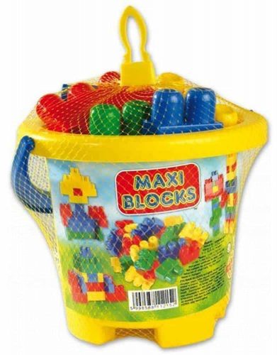 Cuburi construcții pentru copii Maxi Blocks în găleată 24 buc Dohany Toys