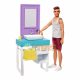 Păpușă Barbie Ken cu barbă și setul de baie - mobilier baie FYK53