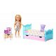 Barbie Set de joacă Chelsea Club păpușă cu set dormitor FXG83 Mattel