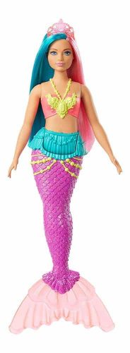 Păpușă Barbie Dreamtopia Prințesă sirenă cu coroniță roz light GJK11