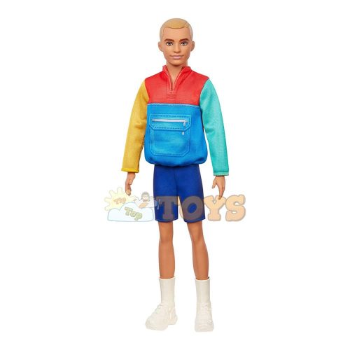 Păpușă Barbie Fashionistas Ken cu ținută sport multicoloră GRB88