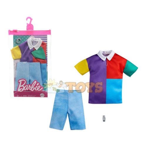 Barbie Set îmbrăcăminte păpușă Ken cămașă multicolor cu blugi GRC73