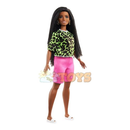 Păpușă Barbie Fashionistas #144 Neon Leopard Shirt GYB00 Mattel