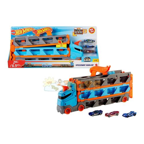 Set de joacă Hot Wheels Camion transportor mașinuțe 2în1 GVG37