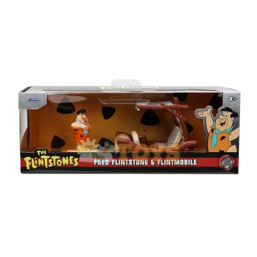 Jada Toys Mașinuță metalică Flintmobilul și figurina Fred Flinstone 1:32