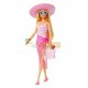 Păpușă Barbie blondă cu costum de baie și accesorii de plajă HPL73