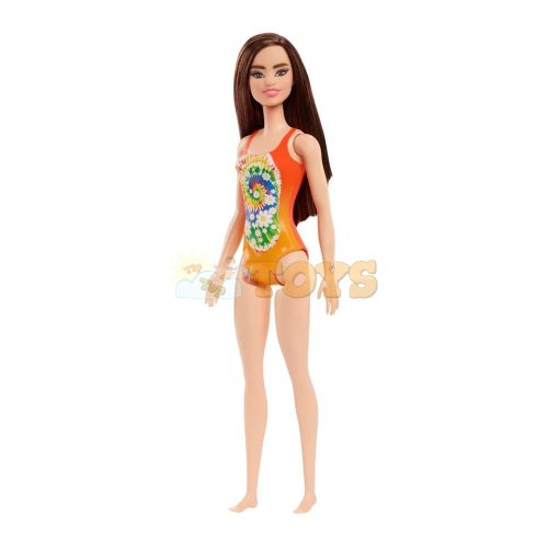 Păpușă Barbie La plajă în costum de baie portocaliu HDC49 - Mattel