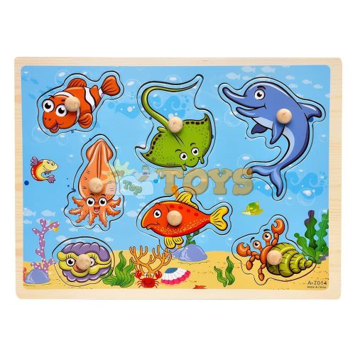 Puzzle din lemn încastru Animale marine A-7014 - 7 piese