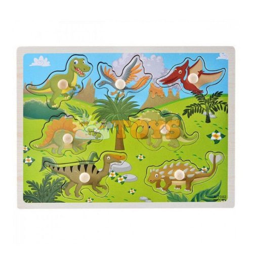 Puzzle din lemn încastru Dinozauri A-7002 - 7 piese